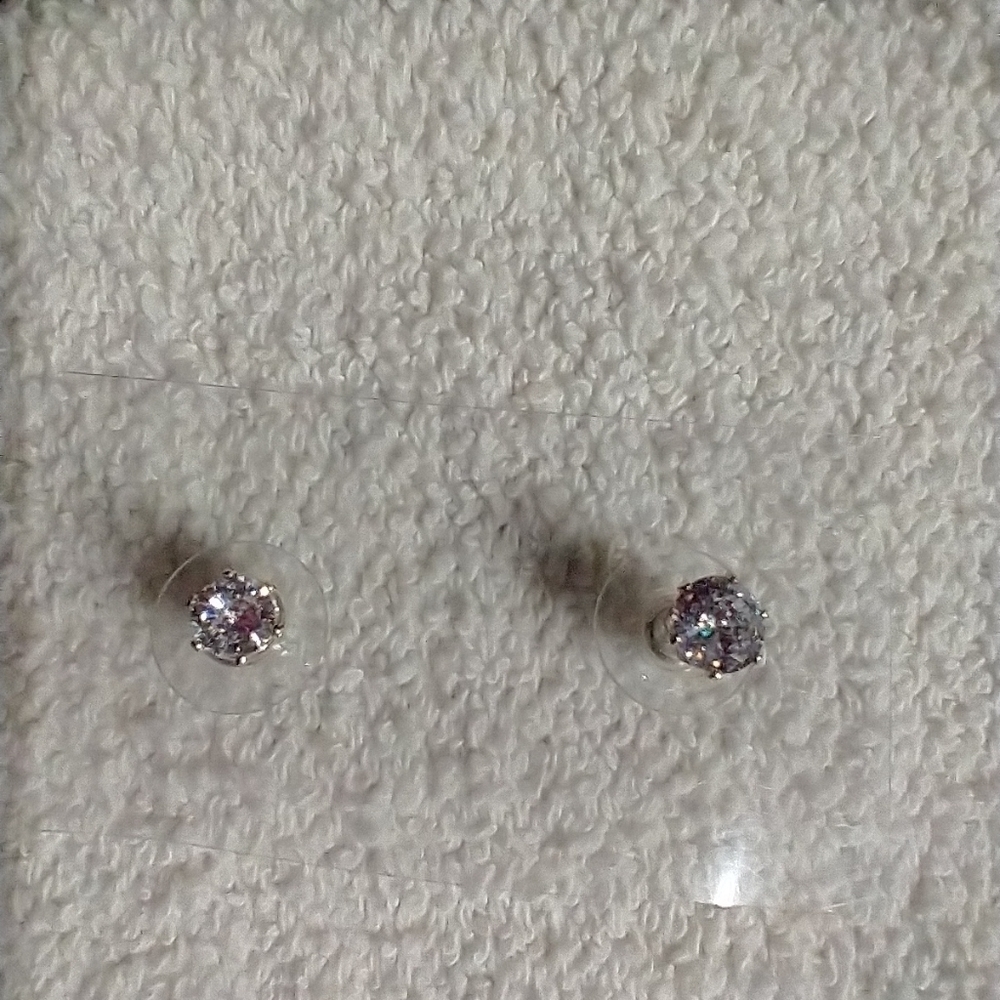 Round cz post earrings